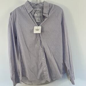 NWT Frank & Eileen Finbar Shirt M 100% Italian Cotton Purple Floral Button Down